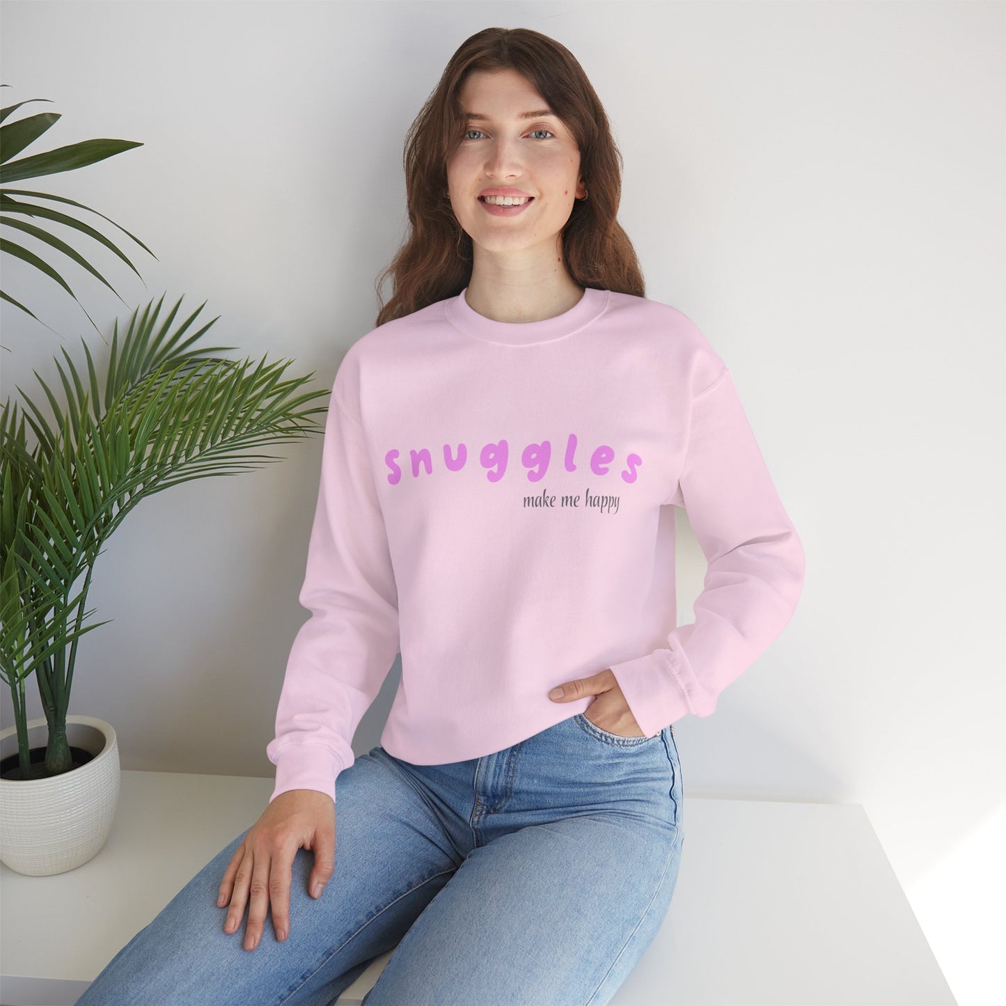 Snuggles Make Me Happy – Matching Crewneck - Pink
