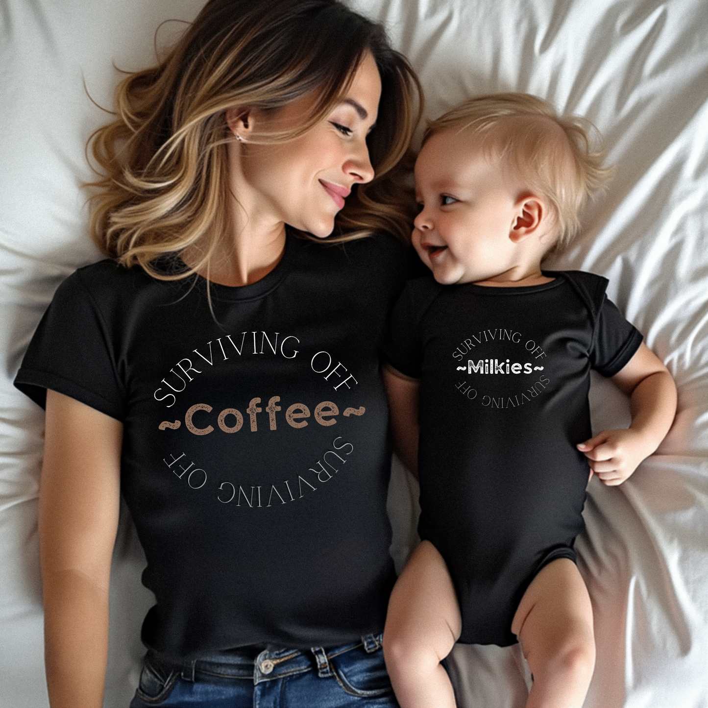 Surviving Off Coffee – Matching T-Shirt - Black