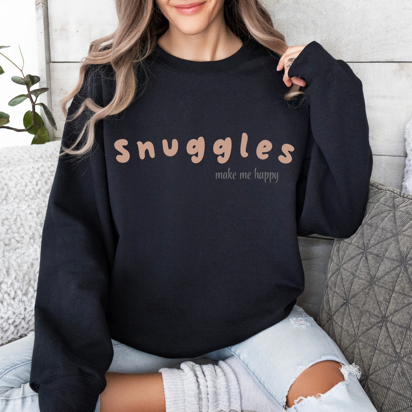 Snuggles Make Me Happy – Matching Crewneck - Brown