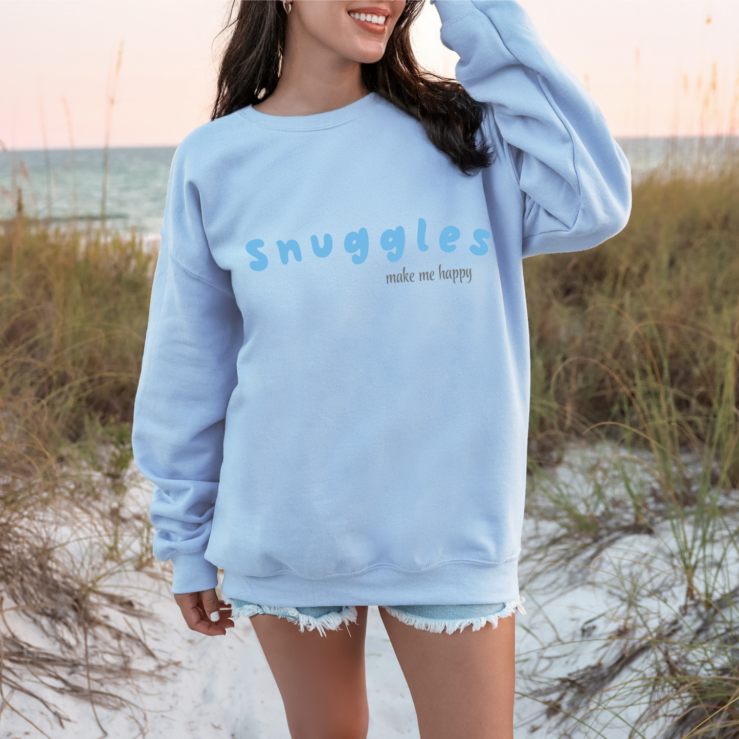 Snuggles Make Me Happy – Matching Crewneck - Blue